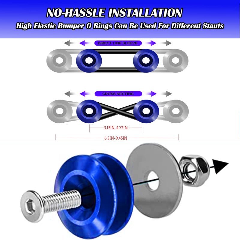 Generic ROMINVIC Bumper Quick Release,Quick Release Front Rear Bumper Fasteners Holders Kit O-Ring Rubber Band Stainless Steel Bolts Nuts Washers Tire Valve Caps Compatible  - Image 2