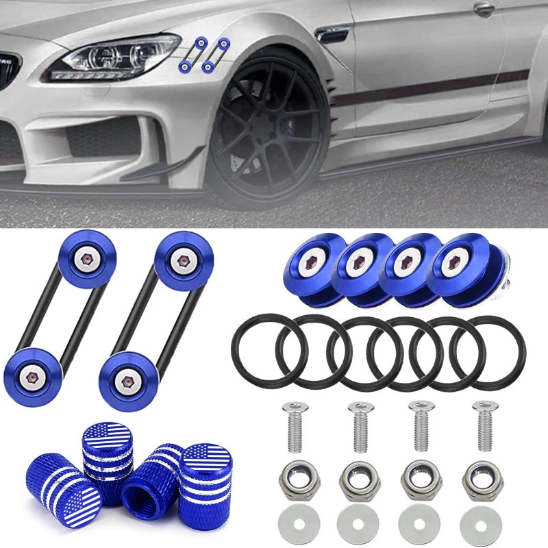Generic ROMINVIC Bumper Quick Release,Quick Release Front Rear Bumper Fasteners Holders Kit O-Ring Rubber Band Stainless Steel Bolts Nuts Washers Tire Valve Caps Compatible  - Image 1