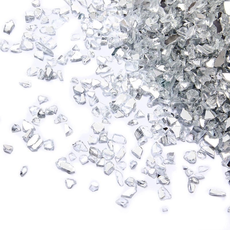 TWINKLING High Luster Crushed Glass, Broken Glass, Glass Gems Chips for DIY Resin Art Epoxy Crafts, Nail Art, Geode Painting, 1-3mm(200g) (Both-Side Mirror) - Image 1