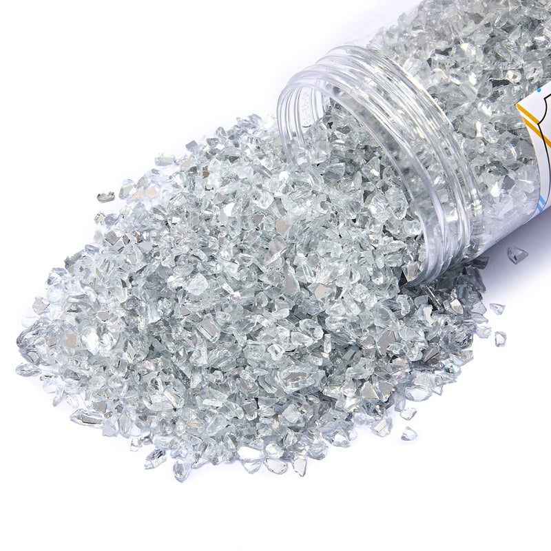 TWINKLING High Luster Crushed Glass, Broken Glass, Glass Gems Chips for DIY Resin Art Epoxy Crafts, Nail Art, Geode Painting, 1-3mm(200g) (Both-Side Mirror) - Image 3