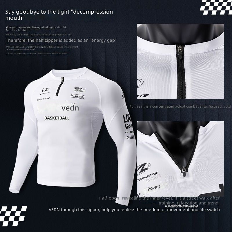 VEIDOORN Half-Zip Compression Shirt - Breathable, High-Elastic Long Sleeve for Sports & Fitness - Image 1