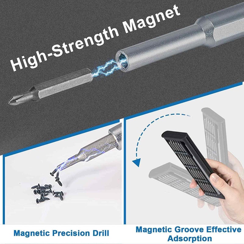 Zaptec Zaptec 24 in 1 Mini Precision Magnetic Screwdriver Set with Magnetic Sliding Case for Mobile Phone Laptop Watches Toys Glasses Cameras Black - Image 2