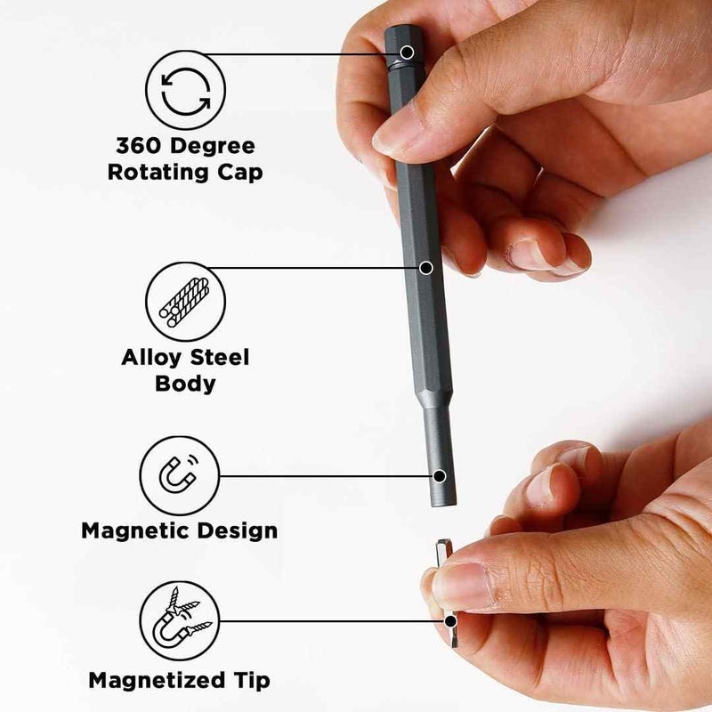 Zaptec Zaptec 24 in 1 Mini Precision Magnetic Screwdriver Set with Magnetic Sliding Case for Mobile Phone Laptop Watches Toys Glasses Cameras Black - Image 4