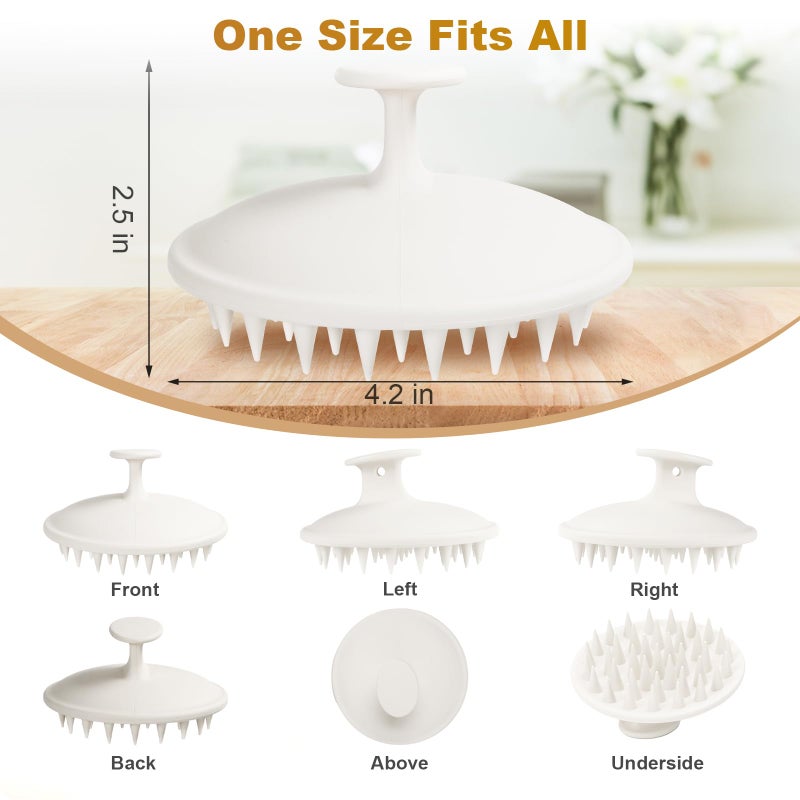 Meartchy Silicone Scalp Massager Shampoo Brush, Scalp Brush for Hair Growth & Dandruff Removal, Hair Scrubber Scalp Stimulator Exfoliator Brush with Soft Bristles for Wet Dry Scalp Care (White) - Image 2