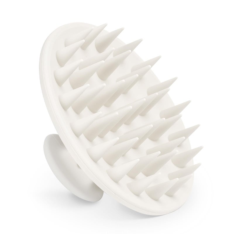 Meartchy Silicone Scalp Massager Shampoo Brush, Scalp Brush for Hair Growth & Dandruff Removal, Hair Scrubber Scalp Stimulator Exfoliator Brush with Soft Bristles for Wet Dry Scalp Care (White) - Image 1