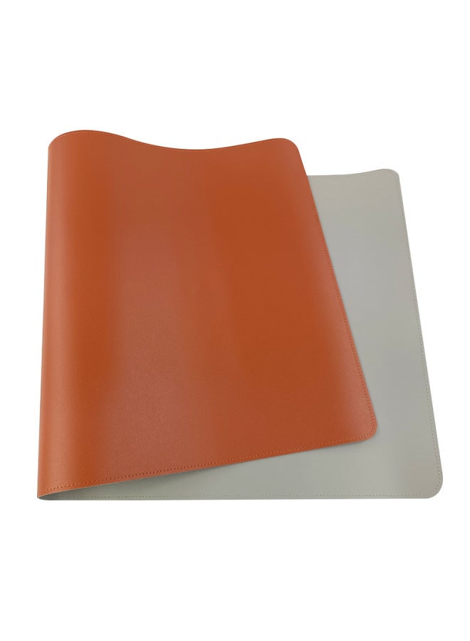 Double-sided Leather PU Mouse Pad Customized Oversized Creative Office Computer Desk Pad Keyboard Pad Waterproof Writing Pad Customized-Color:300*400mm (excluding Car Line)-Pattern:light Brown Gray  - Image 1