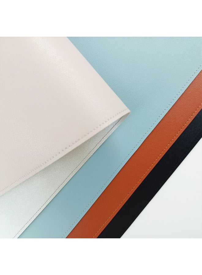 Double-sided Leather PU Mouse Pad Customized Oversized Creative Office Computer Desk Pad Keyboard Pad Waterproof Writing Pad Customized-Color:300*400mm (excluding Car Line)-Pattern:light Brown Gray  - Image 4