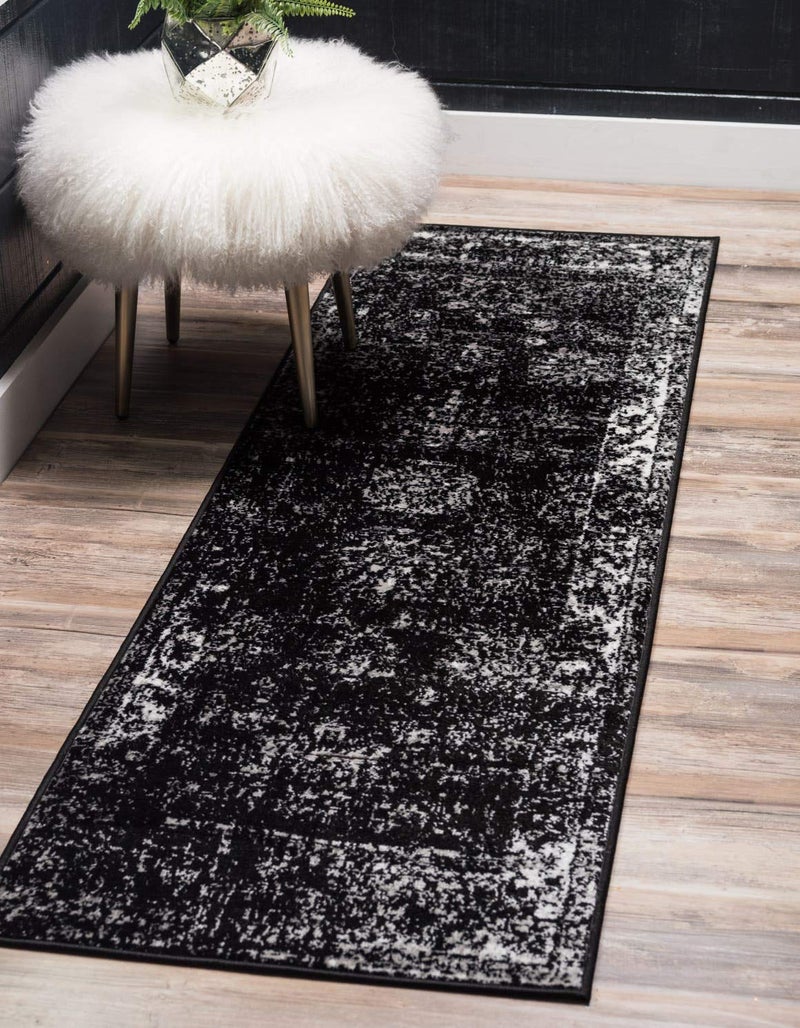 Unique Loom Sofia Collection Area Rug  Casino 2 x 6 7 Runner Black Ivory