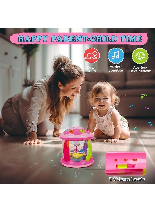M SANMERSEN Baby Toys 6-12 Months - Babies Ocean Projector Light Up Musical Toys for 12-18 Months Crawling Learning Tummy Time 1 2 Years Old Infant Boys Girls Gifts - Pink and Purple - Image 5