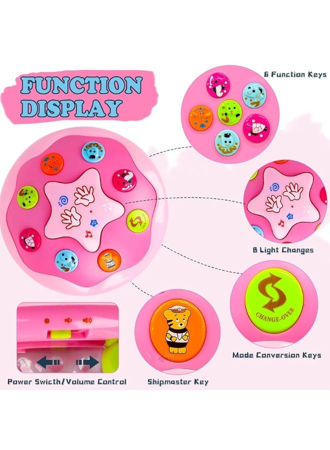 M SANMERSEN Baby Toys 6-12 Months - Babies Ocean Projector Light Up Musical Toys for 12-18 Months Crawling Learning Tummy Time 1 2 Years Old Infant Boys Girls Gifts - Pink and Purple - Image 2