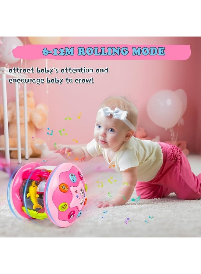 M SANMERSEN Baby Toys 6-12 Months - Babies Ocean Projector Light Up Musical Toys for 12-18 Months Crawling Learning Tummy Time 1 2 Years Old Infant Boys Girls Gifts - Pink and Purple - Image 3