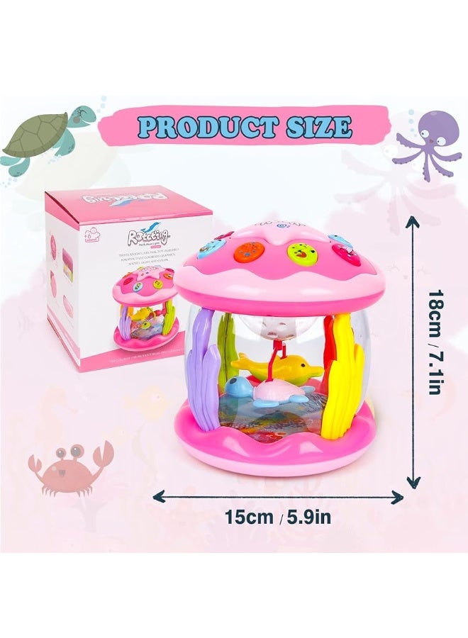 M SANMERSEN Baby Toys 6-12 Months - Babies Ocean Projector Light Up Musical Toys for 12-18 Months Crawling Learning Tummy Time 1 2 Years Old Infant Boys Girls Gifts - Pink and Purple - Image 4