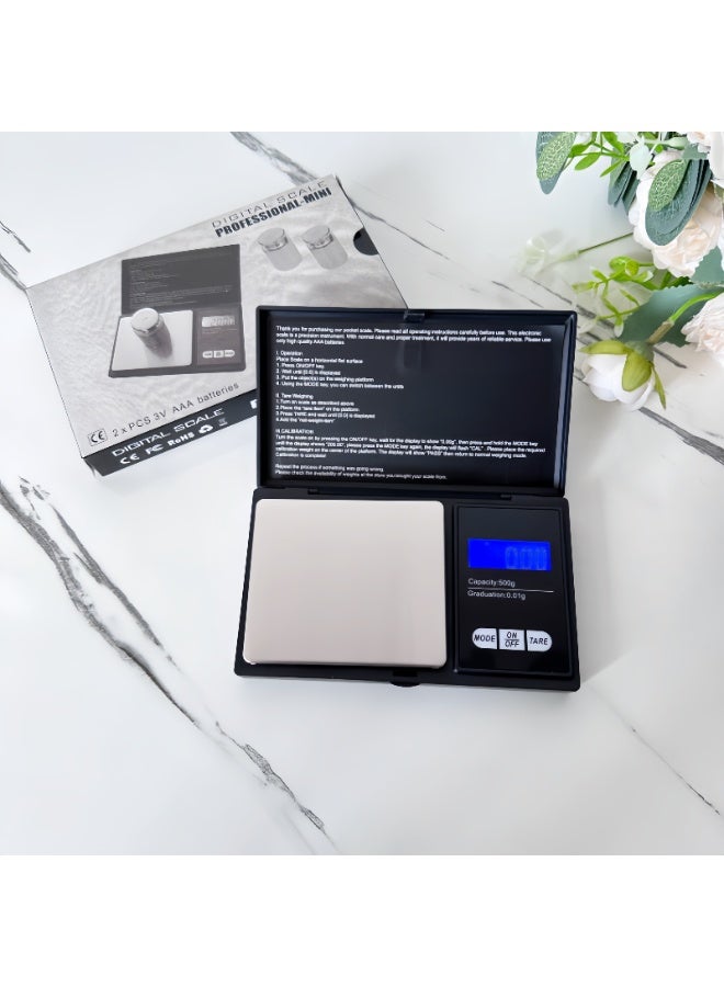 Lee Yon LCD Digital Scale Gold Jewelry Scale, Micro Gram Scale 0.1g-500g，Electronic Weighing Coffee Scale,Portable Pocket Scale（12.9*7.7*2 cm, Black) - Image 2