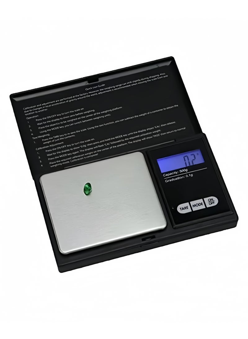 Lee Yon LCD Digital Scale Gold Jewelry Scale, Micro Gram Scale 0.1g-500g，Electronic Weighing Coffee Scale,Portable Pocket Scale（12.9*7.7*2 cm, Black) - Image 4