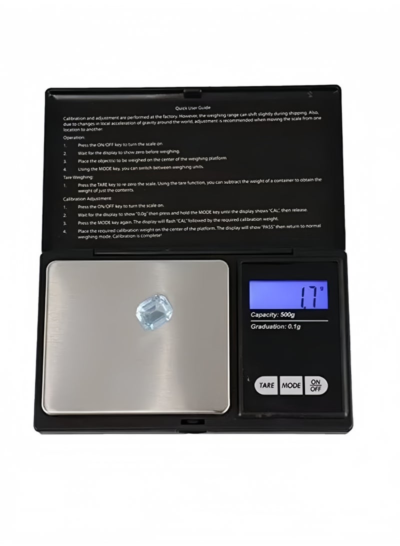 Lee Yon LCD Digital Scale Gold Jewelry Scale, Micro Gram Scale 0.1g-500g，Electronic Weighing Coffee Scale,Portable Pocket Scale（12.9*7.7*2 cm, Black) - Image 3