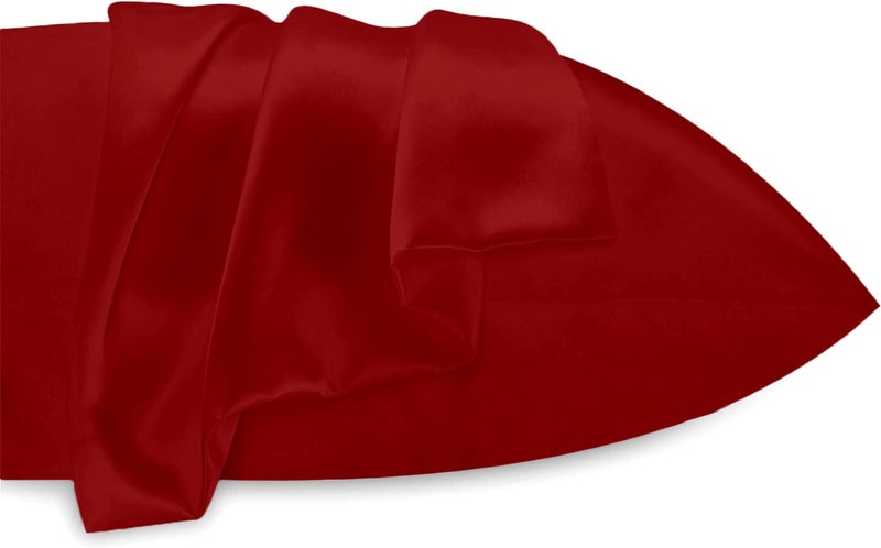 EDMUND Red Satin Silk Pillow Covers Beutifull Smooth Silk Mulburry Satin Pillow Cover for Hair Skin Red 20 x 30 Inche Pack of 2 - Image 4