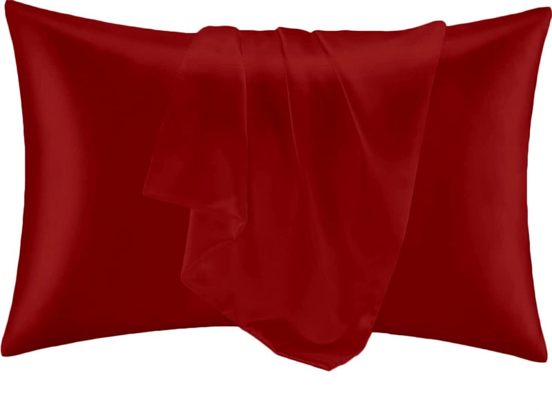 EDMUND Red Satin Silk Pillow Covers Beutifull Smooth Silk Mulburry Satin Pillow Cover for Hair Skin Red 20 x 30 Inche Pack of 2 - Image 3