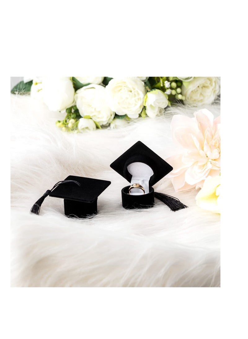 SYOSI 4 قطع علبة خواتم قبعة التخرج لمدرسة ثانوية لهدايا المجوهرات علبة هدايا التخرج علبة خاتم الفصل الدراسي لمدرسة ثانوية علبة أقراط قبعة إبداعية لحفل تخرج مدرسة 2023 لاحتفالات الحفلات - Image 2