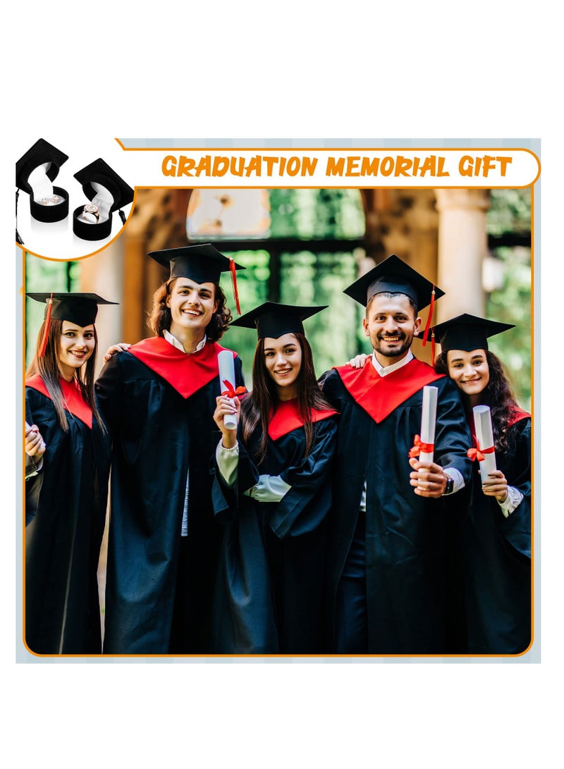 SYOSI 4 قطع علبة خواتم قبعة التخرج لمدرسة ثانوية لهدايا المجوهرات علبة هدايا التخرج علبة خاتم الفصل الدراسي لمدرسة ثانوية علبة أقراط قبعة إبداعية لحفل تخرج مدرسة 2023 لاحتفالات الحفلات - Image 5