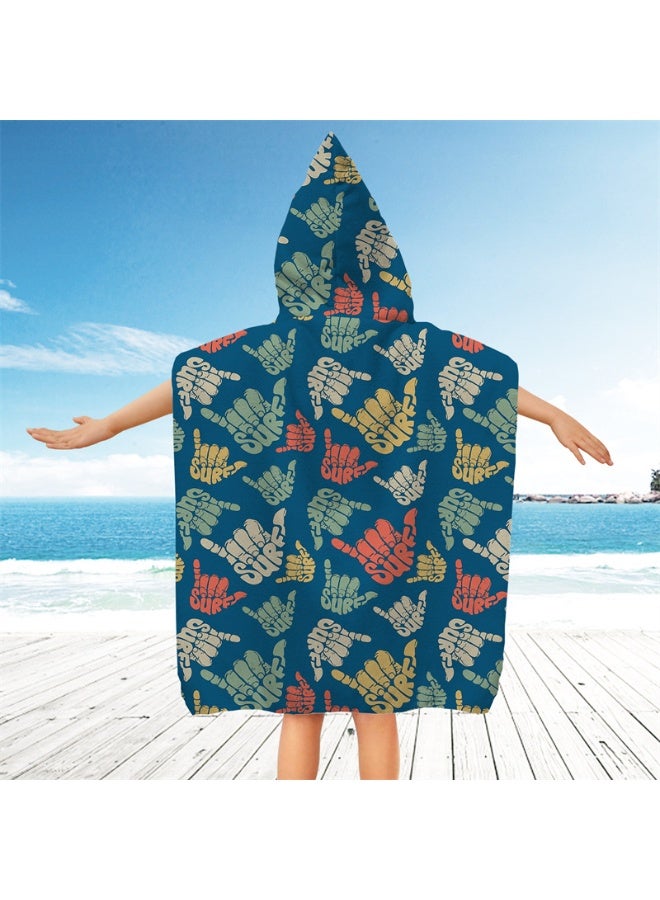 NIBEMINENT Kids Hooded Towel Cape - Microfiber Swim & Beach Bathrobe, Super Absorbent & Quick-Dry Towel for Children (60x60cm)  - Image 1