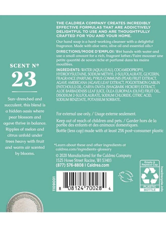 Caldrea - Hand Soap Refill Aloe Vera Gel Olive Oil And Essential Oils To Cleanse And Condition Pear Blossom Agave Scent 32 Oz - Image 1