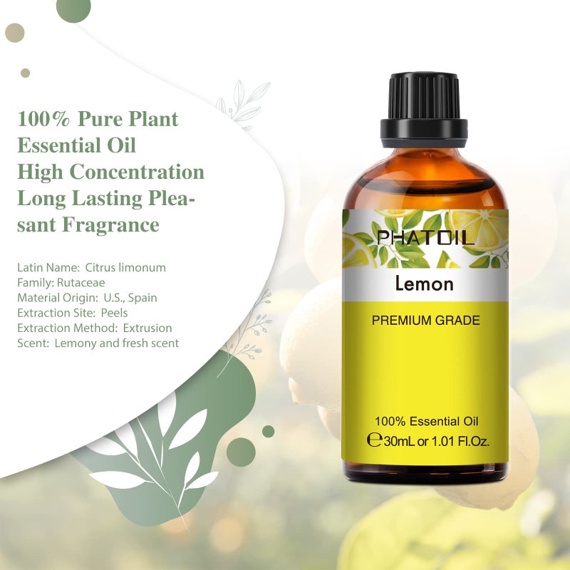 PHATOIL 3.38FL.Oz Lemon Essential Oil, for Aromatherapy Diffusers, Humidifiers, Great for DIY Candle and Soap Making, Gift for Friend - Image 2