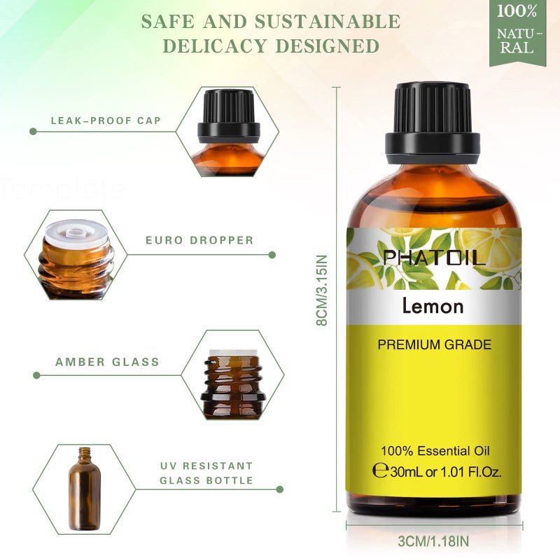PHATOIL 3.38FL.Oz Lemon Essential Oil, for Aromatherapy Diffusers, Humidifiers, Great for DIY Candle and Soap Making, Gift for Friend - Image 5