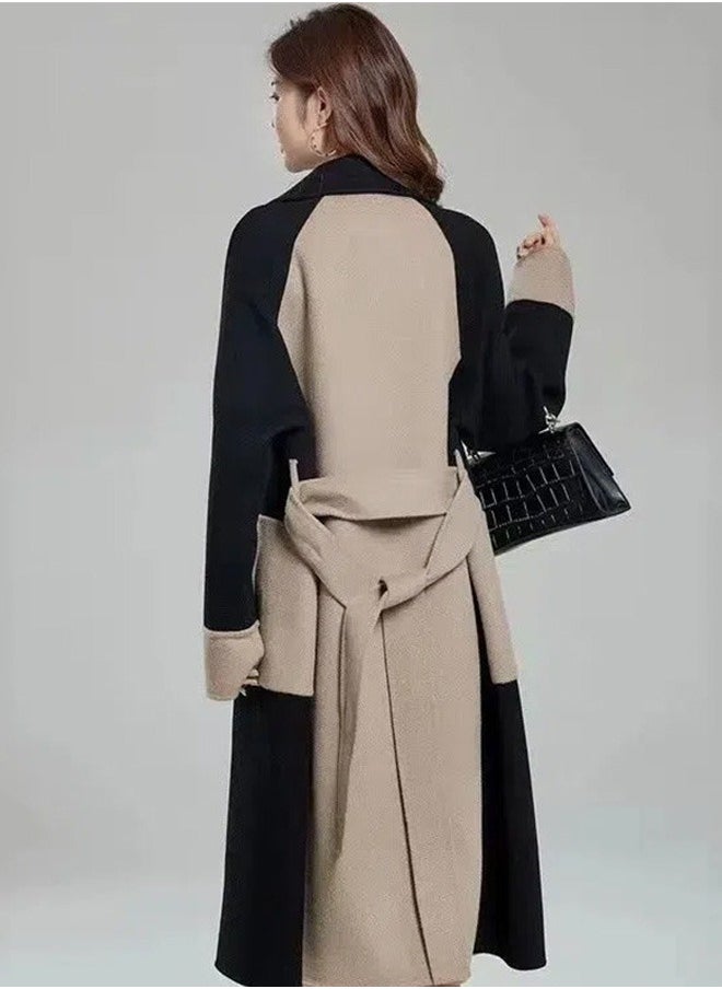 Beauenty Winter 2024 Hepburn Style Long Woolen Coat for Women Black  - Image 4