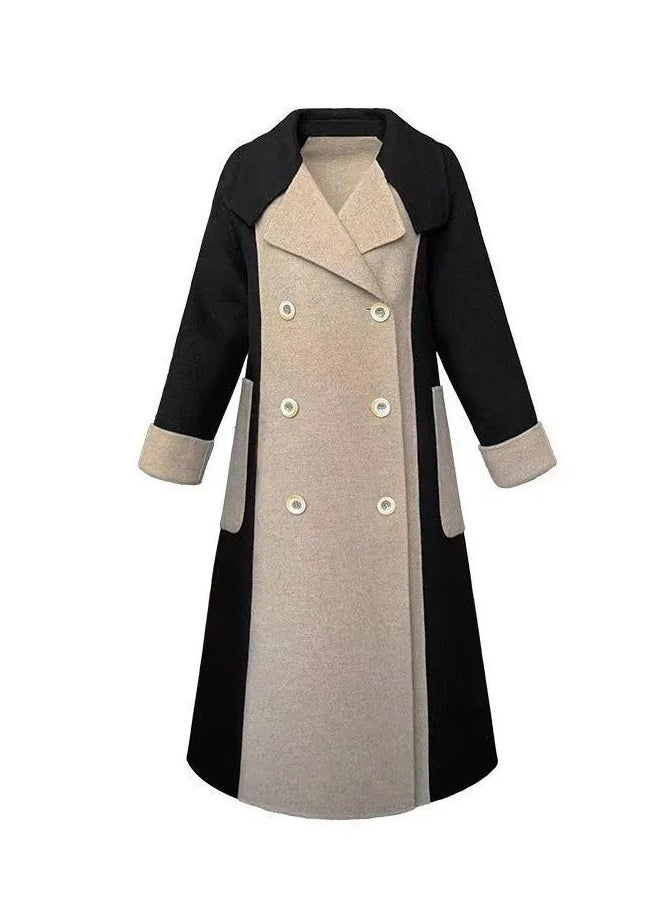 Beauenty Winter 2024 Hepburn Style Long Woolen Coat for Women Black  - Image 3