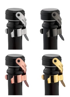 KASTWAVE Champagne Wine Stopper Stainless Steel with Food Grade Silicone, Leakproof Keep Fresh, Reusable Saver for Wine, Champagne, Cava, Prosecco and Sparkling, Wine Cork, Sealer 4 Pack  - Image 1