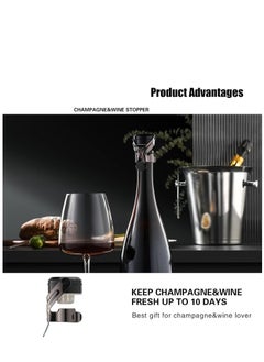 KASTWAVE Champagne Wine Stopper Stainless Steel with Food Grade Silicone, Leakproof Keep Fresh, Reusable Saver for Wine, Champagne, Cava, Prosecco and Sparkling, Wine Cork, Sealer 4 Pack  - Image 4