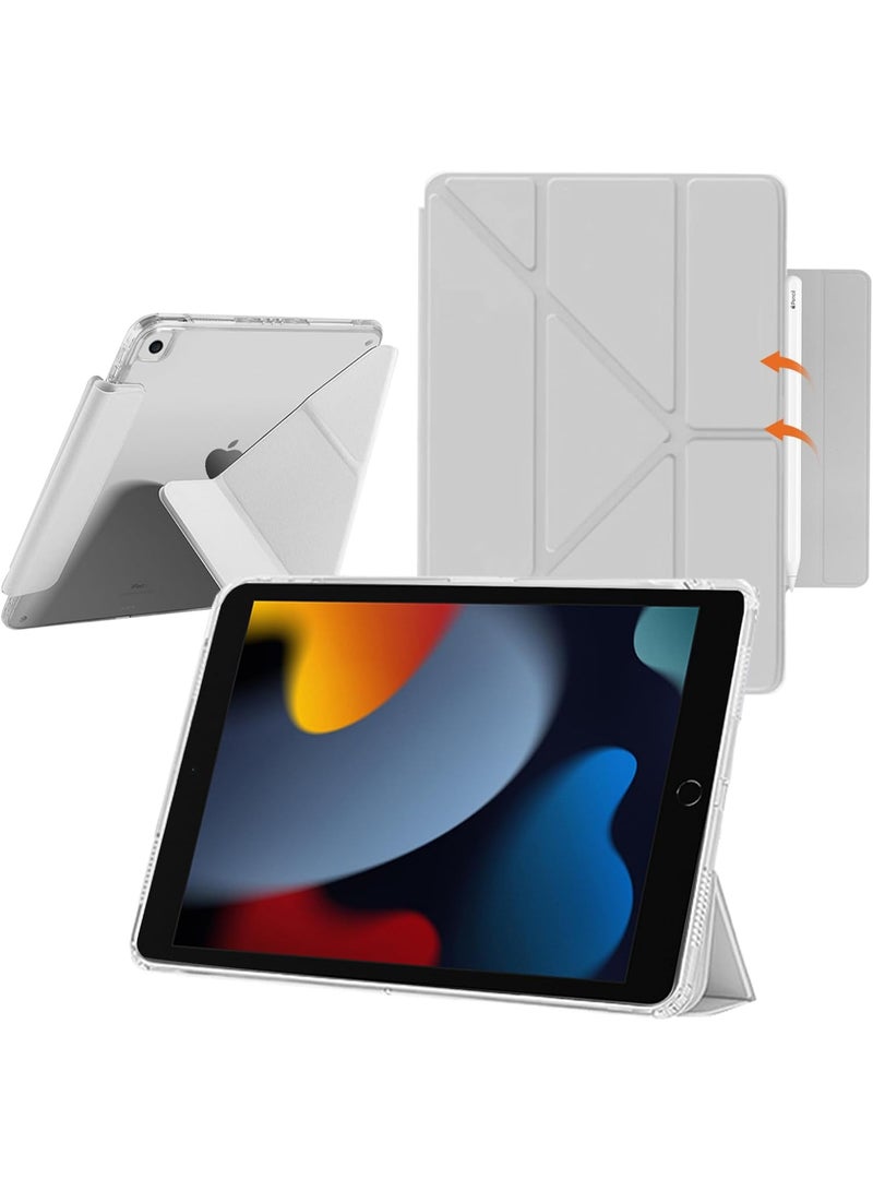 ELTRAZONE Case for iPad 10.2 Inch 9th/8th/7th Gen 2021/2020/2019 & iPad Air 10.5 Inch 3rd Gen, Clear Back Panel, Slim Stand, Shockproof Protective Cover, grey - Image 1