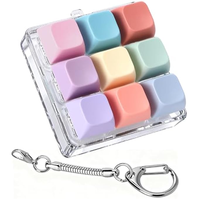 Axlksia Keyboard Fidget Toy, Fidget Clicker Keyboard Fidget Keychain, Button Fidget Gifts for Adults to Relieve Stress and Pass Time (Colorful) (Style C) - Image 1