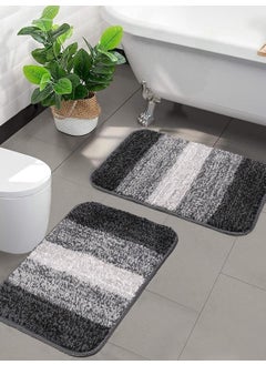 Status Contract Status Contract Anti Slip Microfiber Mat for Bathroom| Machine Washable Bathroom Anti Skid Mats for Bathing Area & Shower |Black (Pack of 2)  - Image 2