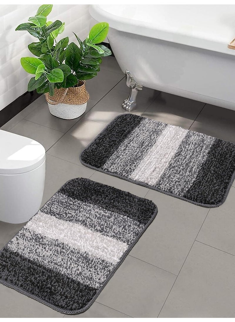 Status Contract Status Contract Anti Slip Microfiber Mat for Bathroom| Machine Washable Bathroom Anti Skid Mats for Bathing Area & Shower |Black (Pack of 2)  - Image 2