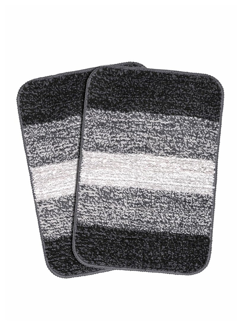 Status Contract Status Contract Anti Slip Microfiber Mat for Bathroom| Machine Washable Bathroom Anti Skid Mats for Bathing Area & Shower |Black (Pack of 2)  - Image 1