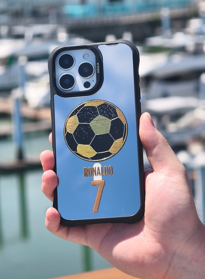 أسيل تك حافظة iPhone 16 Pro ، حلقة مغناطيسية ، غطاء مرآة قابل للتبديل ، حماية من سقوط الحواف المرتفعة الناعمة المضادة للانزلاق ، عدسة حماية الحامل غير المرئية المدمجة ، مرآة مرآة ذات نسيج ذهبي لكرة القدم 7 - Image 3