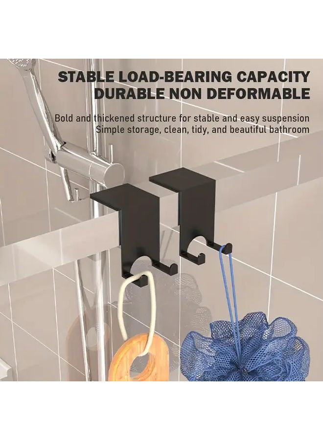 Black Heavy Duty Shower Hook Set 4 Pack No Drill Glass Door Towel Rack - Image 4