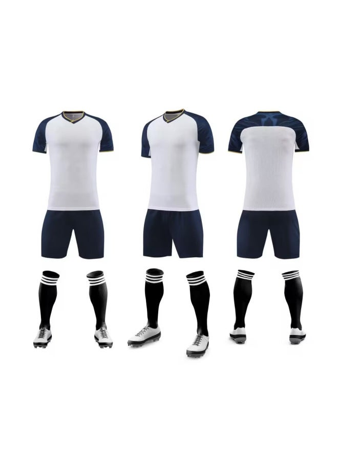 Quick-Dry Breathable Football Jersey Suit for Kids & Adults - White