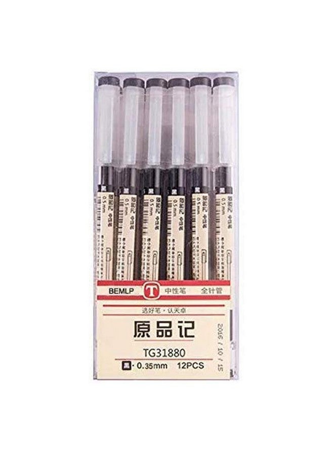 BEMLP Gel Ink Pen Extra Fine Point Pens Ballpoint Pen 0.35Mm Black For Japanese Office School Stationery Supply 12 Packs - Image 1