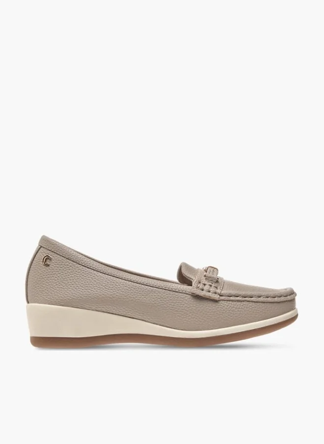 Le Confort Womens Metal Accent Comfort Loafers With Wedge Heels