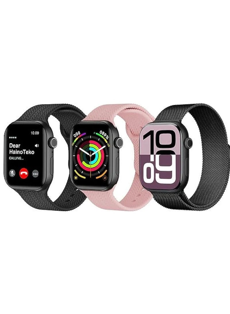 Haino Teko HainoTeko SQ17 Smart Watch with AMOLED Display 3 Pair Straps and Wireless Charger Designed for Ladies (Black) - Image 1