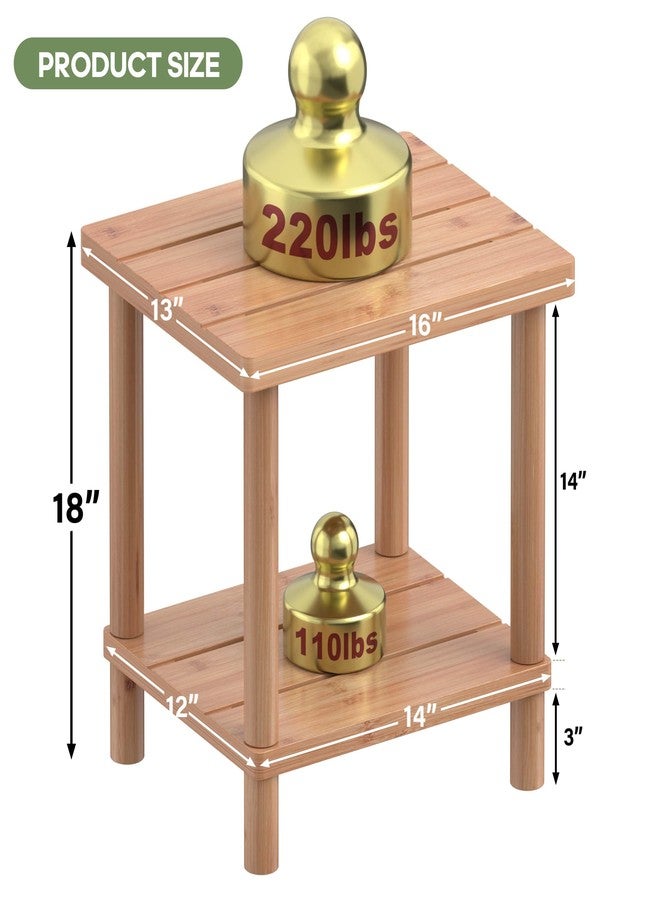 LEJANEOYE Outdoor Side Table, 2-Tier Small Outdoor Table for Patio, Adirondack Side Tables for Outside or Indoor, Bamboo End Table for Pool, Porch, Weather Resistant Easy Maintenance - Image 2