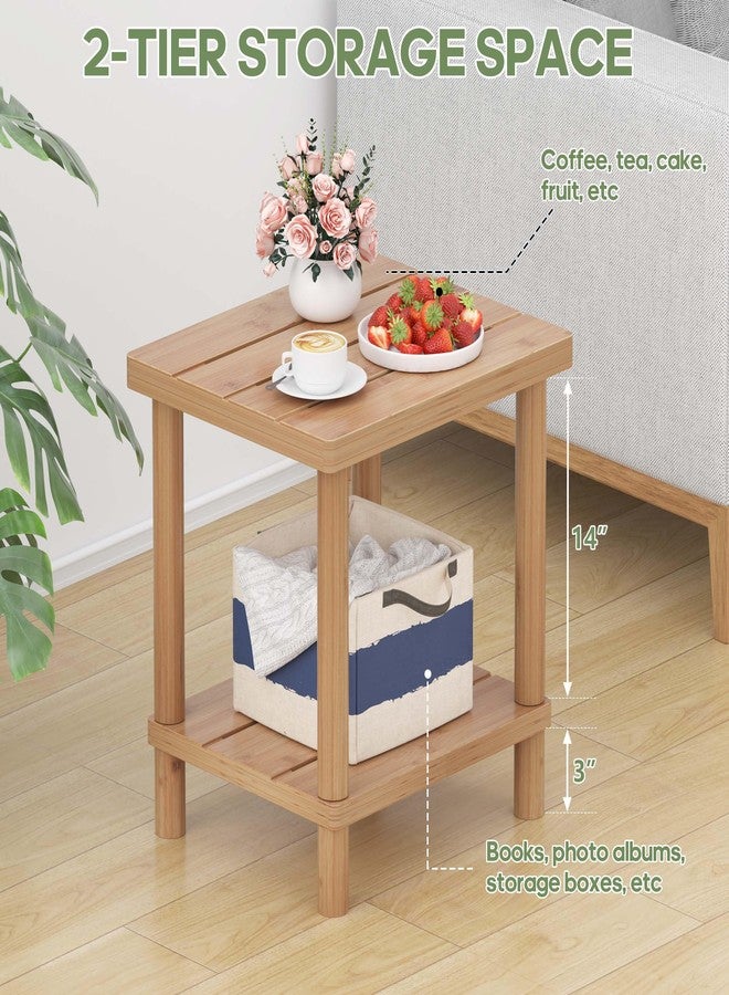 LEJANEOYE Outdoor Side Table, 2-Tier Small Outdoor Table for Patio, Adirondack Side Tables for Outside or Indoor, Bamboo End Table for Pool, Porch, Weather Resistant Easy Maintenance - Image 3