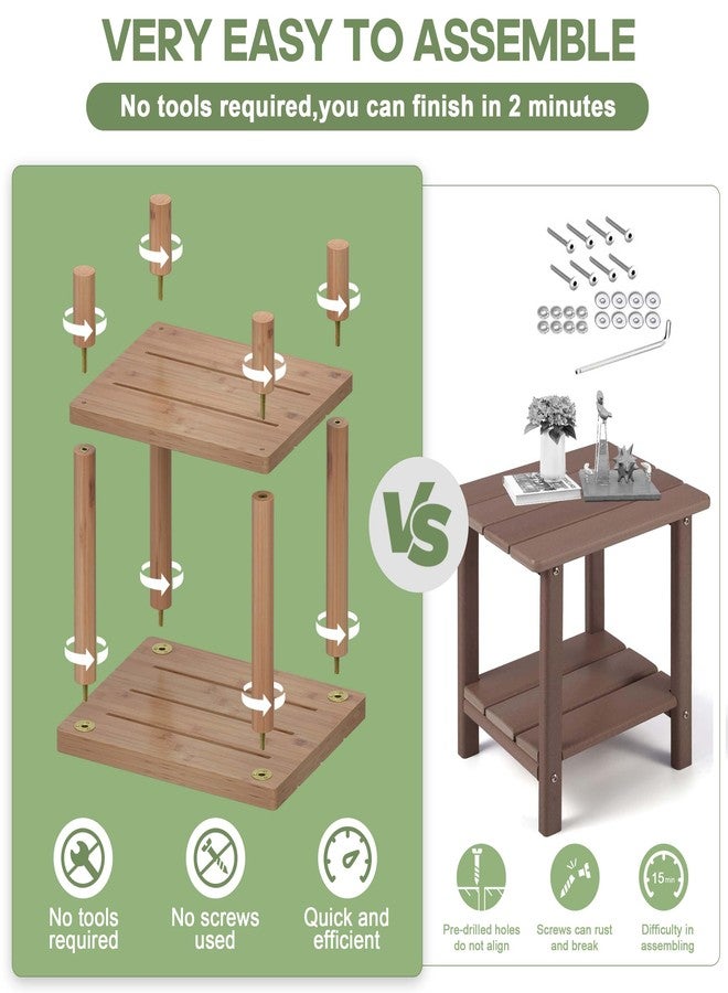LEJANEOYE Outdoor Side Table, 2-Tier Small Outdoor Table for Patio, Adirondack Side Tables for Outside or Indoor, Bamboo End Table for Pool, Porch, Weather Resistant Easy Maintenance - Image 4