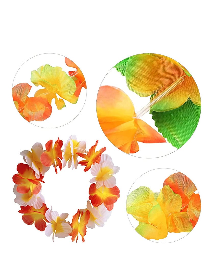 Hawaiian Lei Garlands, Flower Tropical Party Supplies Necklace Headbands, and Wristbands Colorful for Decorations Beach Vacation Luau Birthday Favors 4 Set - Image 3