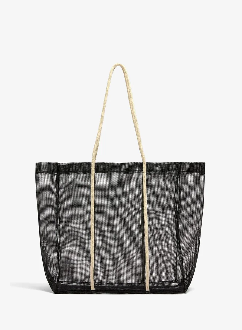 Matalan Black Mesh Beach Bag