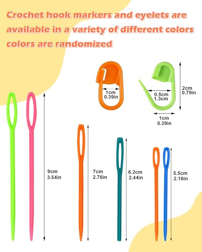 FIVEIZERO 300pcs FIVEIZERO Stitch Markers with 6 pieces of large blunt sewing needles,colorful knitting markers,plastic crochet hook clip,bulk Crochet hook markers for knitting stitch locking clip crochet hooks - Image 2