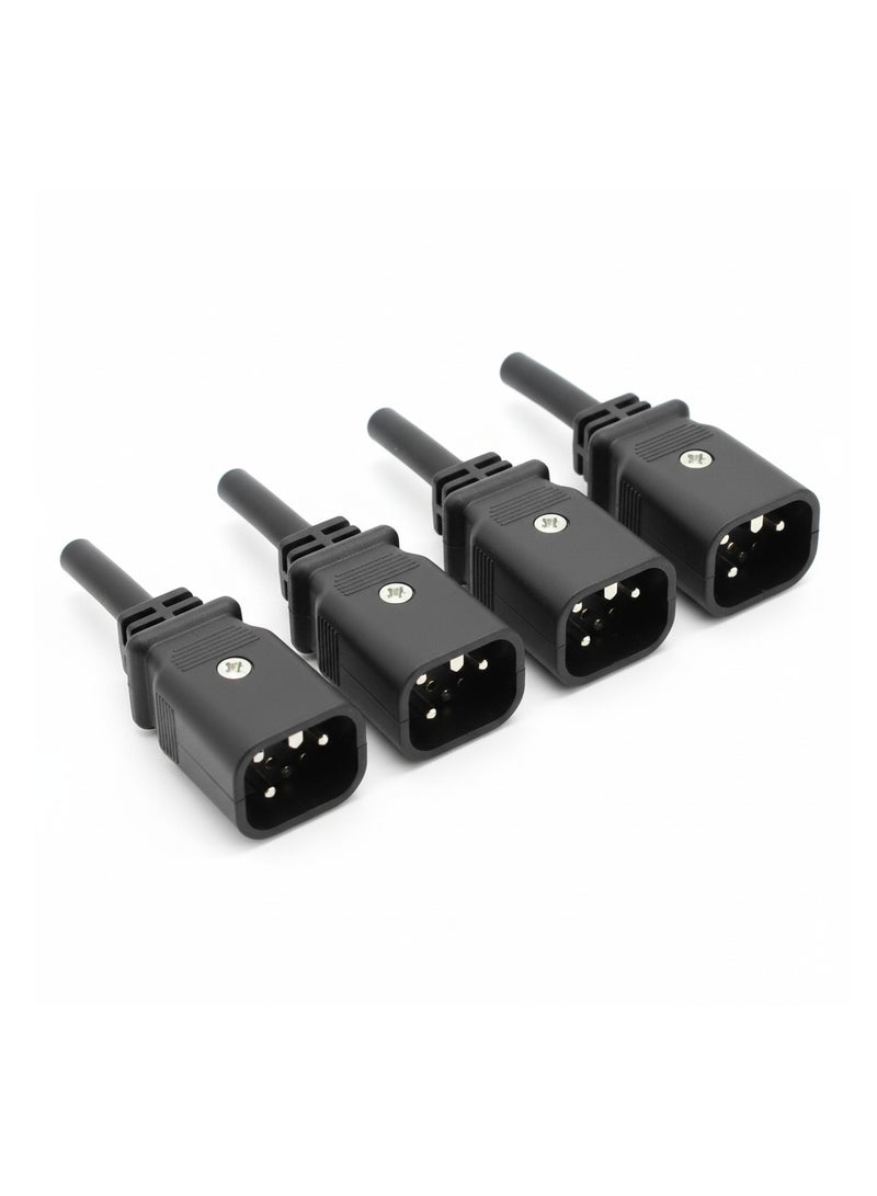 Universal C14 IEC Power Connector Male Plug - Durable & Secure Cable End (Pack of 4 Available) - Image 1