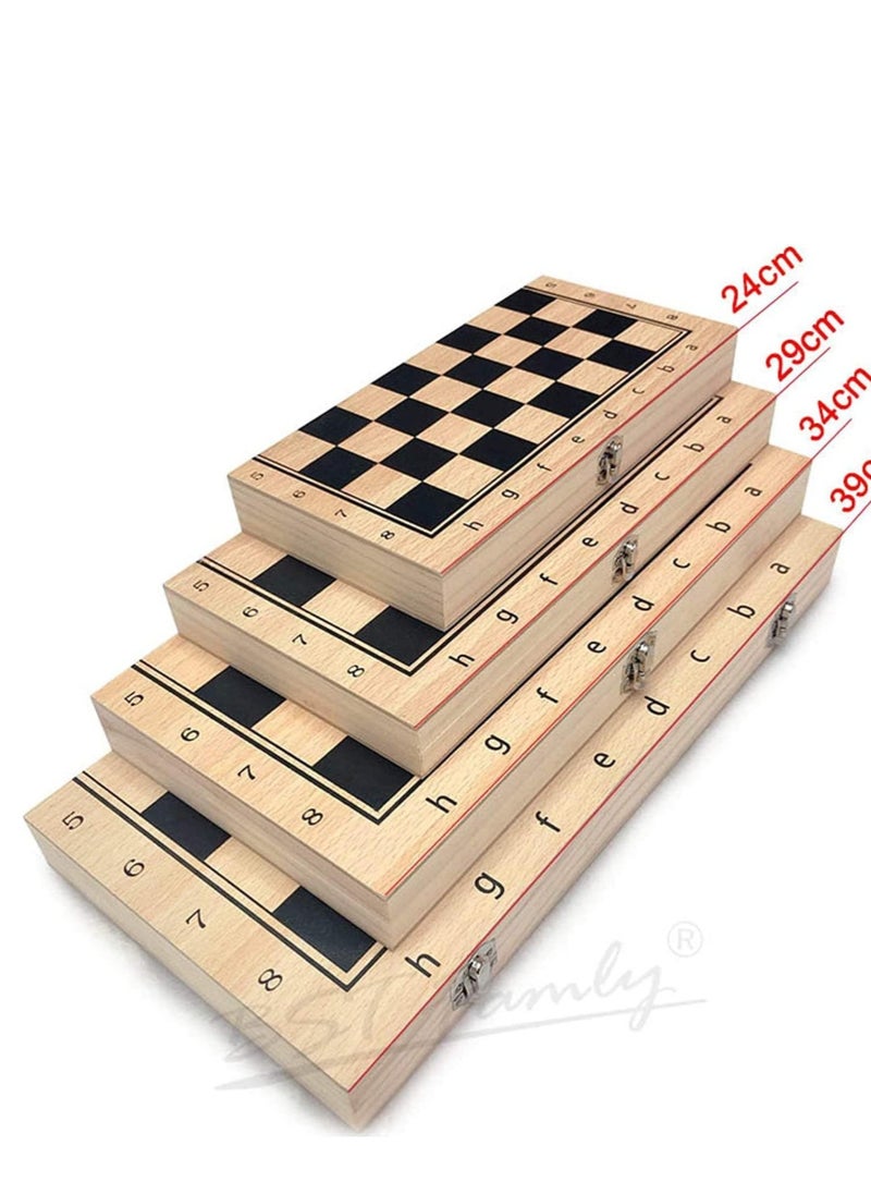 Cool Baby - Large Chess, Checkers & Backgammon 3 in 1 Set - Outdoor & Travel Learning Game - Magnetic Chess Board - Wooden Chess Set (Size: 39 x 39 cm) - Image 1